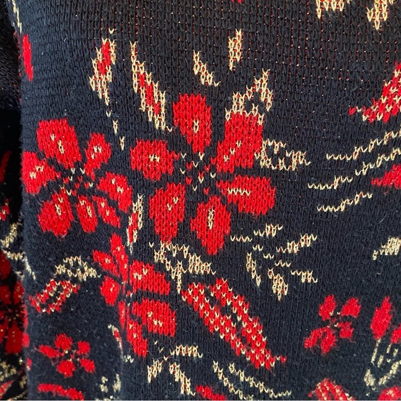 VNT Vintage Dana Scott Poinsettia Womens Large Christmas Sweater Oversized Retro - Picture 5 of 9